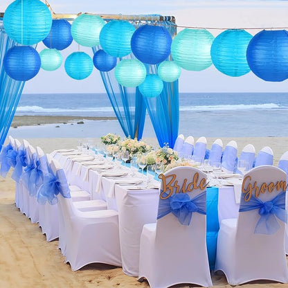 15-Pack Blue Paper Lanterns, Hanging Party Decorations | Dark-to-Light Gradient - Image 4