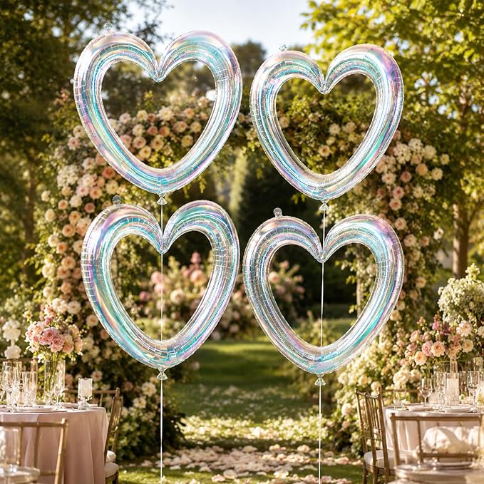 Iridescent Heart Balloons, Baby Shower, Engagement and Bridal Shower Decorations - Image 7
