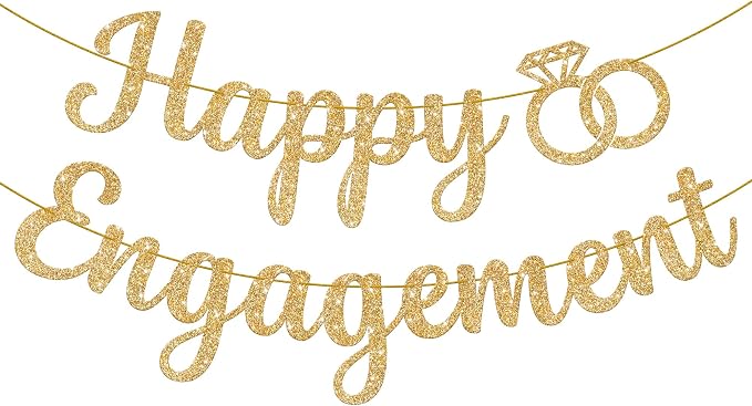 KatchOn Glitter Happy Engagement Banner 10 Ft, Engagement Party Decorations | by KatchOn