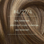 RUNATURE Clip in Hair Extensions Balayage Human Hair Clip in Extensions Real Natural Hair, Easy to Apply, Double Weft Long Extensions for Length, 20 Inch 120g 7pcs #4/27/4 Brown Rooted