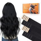 DOORES Invisible Hair Extensions Tape in Invisi Edge, Jet Black 10 Injection Tape-ins with 10 Classic Tape-ins 50g 18 Inch, Virgin Human Hair Injection Tape in Extensions Straight