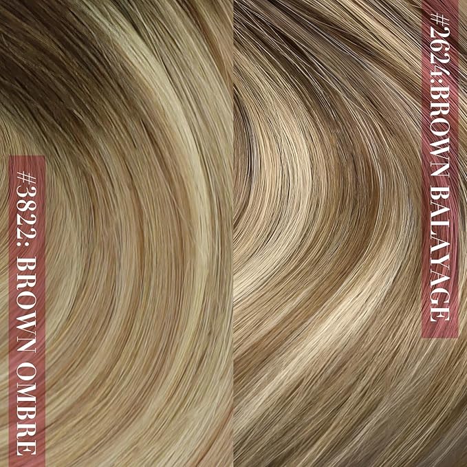 YoungSee Human Hair Clip in Extensions Balayage Clip in Human Hair Extension Walnut Brown Ombre Light Brown with Blonde Invisible Clip in Hair Extensions 24Inch 120G 7Pcs