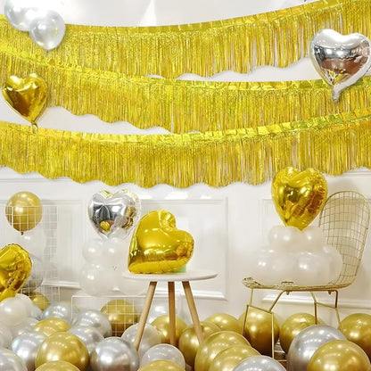 LOLStar Gold Foil Fringe Tinsel Garland, Tinsel Streamers Banner, 6 Pack | 60Ft - Image 2