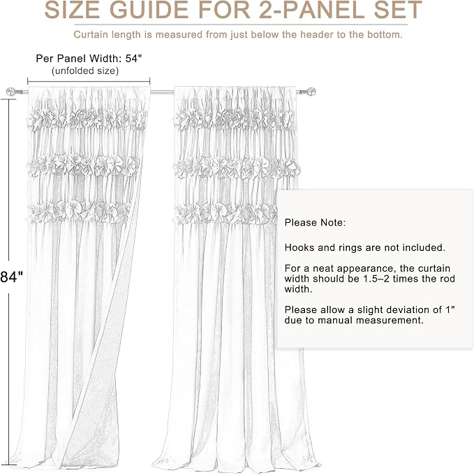 Black Blackout Curtains with Handmade Ruffles, Butterfly Flower Embellishments - Image 8