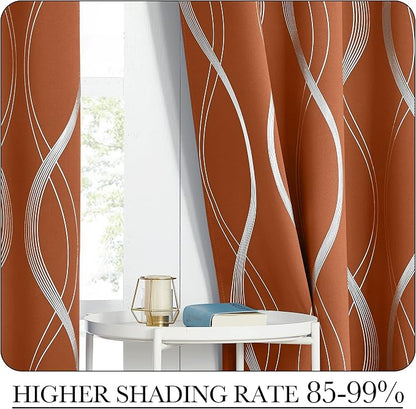 NICETOWN Fall Burnt Orange Blackout Curtain Panels - Image 4