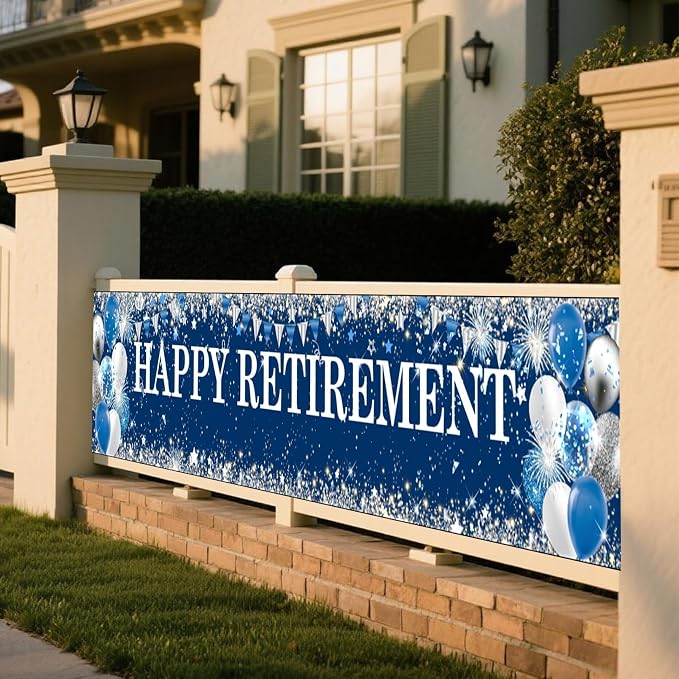 Blue Silver Happy Retirement Banner - Image 5