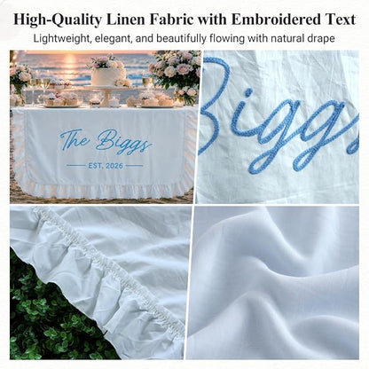 Personalized Hand Embroidered Wedding Table Runner - Image 4