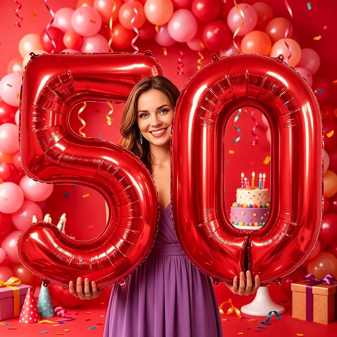 Number Balloons Red Party Balloon - Image 6