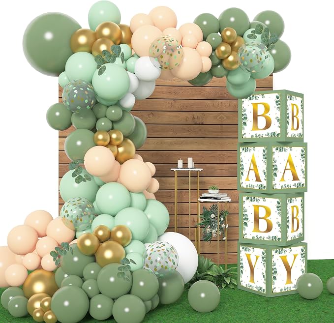 Amandir 145Pcs Sage Green Balloon Garland Kit Baby Shower Decorations | Olive by Amandir