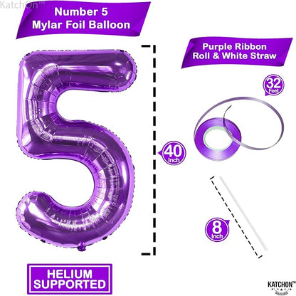 KatchOn Giant Purple Number 5 Balloon - Image 2