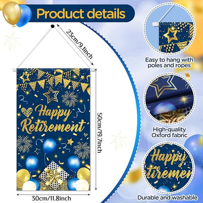 Blue Gold Retirement Door Banner Decorations Happy Retirement Party Small - Image 3