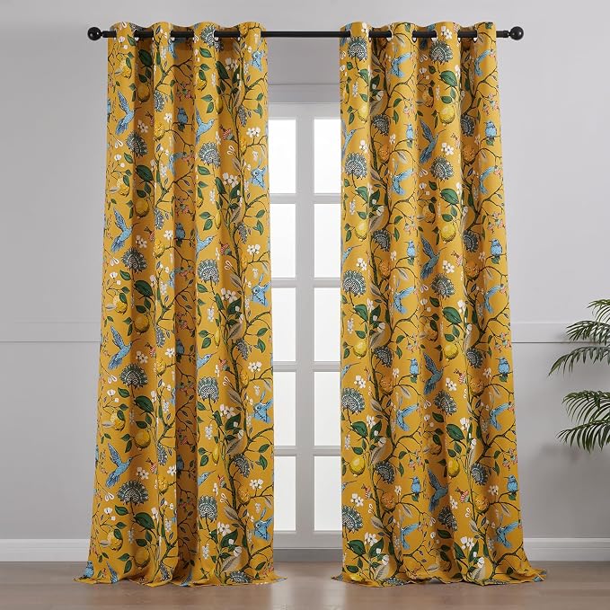 Extra Long 108 Inches Curtains for Large Window Luxury Mustard Yellow Floor To - Image 2