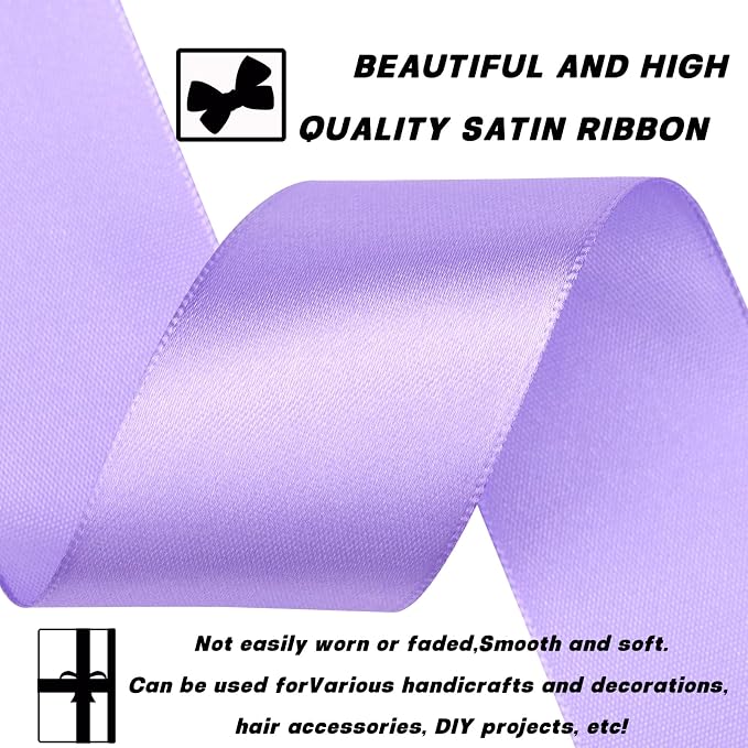 1-1/2 Inch 30 Yards Light Purple Solid Satin Ribbon - Image 3