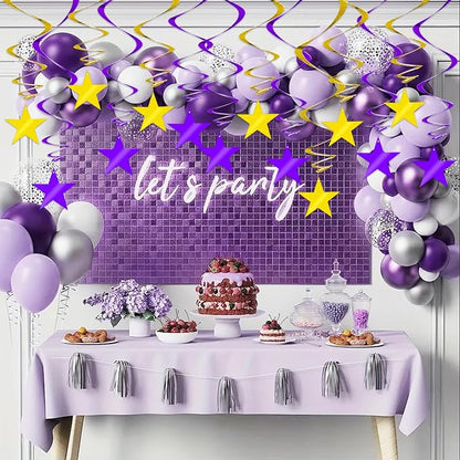 BEISHIDA Purple Gold Star Hanging Swirl Decorations, Birthday Hanging Party - Image 5