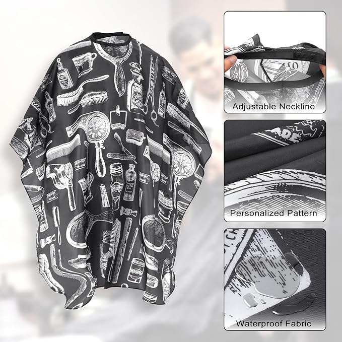 Barber Cape - 12pcs Waterproof Hair Cutting Cape with Snap Closure