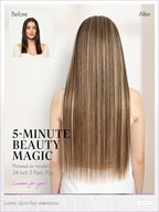 LUVME Clip in Hair Extensions, Straight Seamless 26 Inch 70g 4Pcs Chestnut Brown, 100% Real Remy Human Hair, Soft Natural Full Max Invisible Comfortable Hair Extensions for Women
