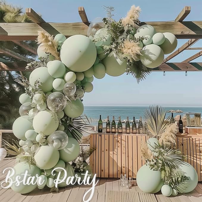 Double Stuffed Sage Green Balloon Garland Arch Kit | 18/12/10/5inch Different - Image 6