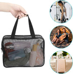 Mozeat Lens Portable Mesh Shower Caddy Bag - Black Dorm Toiletry Organizer Tote Quick-Dry Gym Shower Bag for Travel Camping College Dorm Room Bathroom