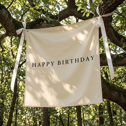 Oudain 40x40 Inch Happy Birthday Burlap Banner, Fabric Party Decorations by Oudain