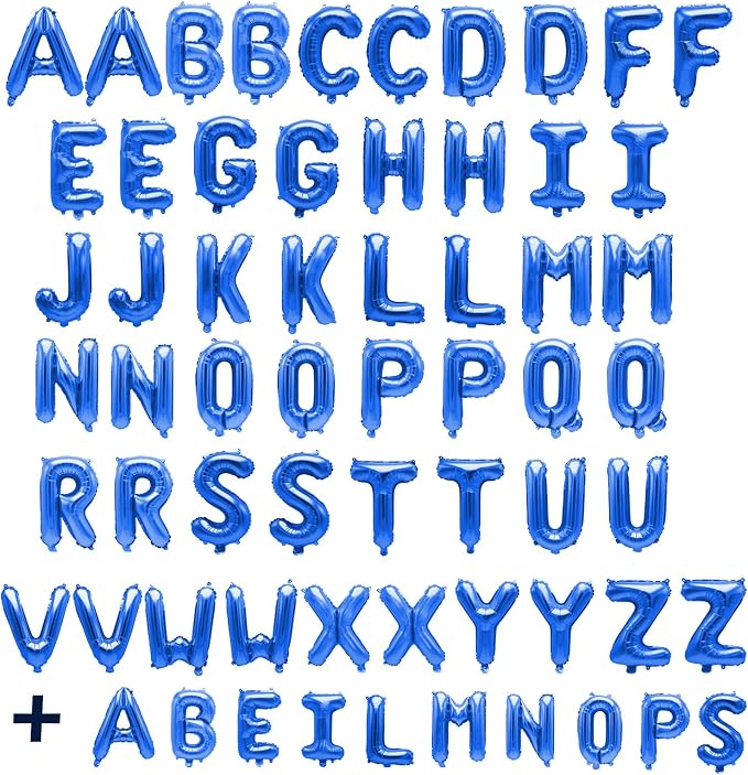 62 Pcs Blue Letter Balloons, Custom 2 Set A-Z Set - Image 2