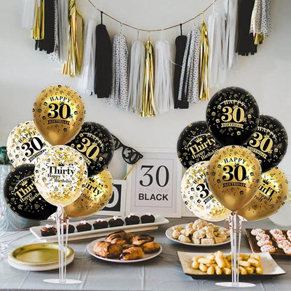 TONIFUL 4 Set Black Gold 30 Printed Balloon Stands - Image 4
