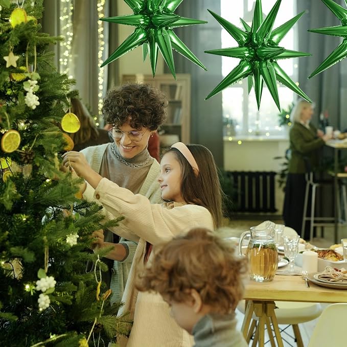 TONIFUL 4 Pcs Explosion Star Balloons Green Foil Balloon Party Decorations | 22 - Image 6