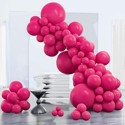 PartyWoo Hot Pink Balloons 123pcs Magenta Fuchsia Color 18 12 10 5 Inch | 18 12 by PartyWoo