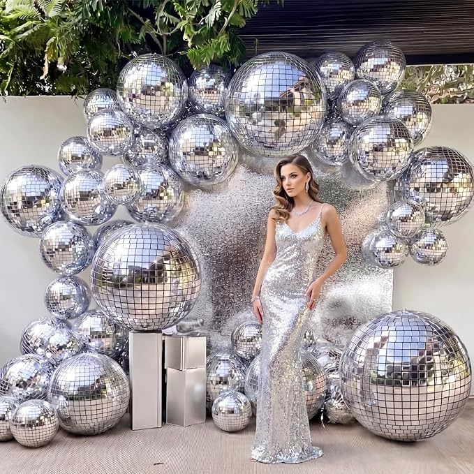 6 Pcs Giant Metallic Party Balloons, Birthday Wedding Bridal Shower Disco Party - Image 4