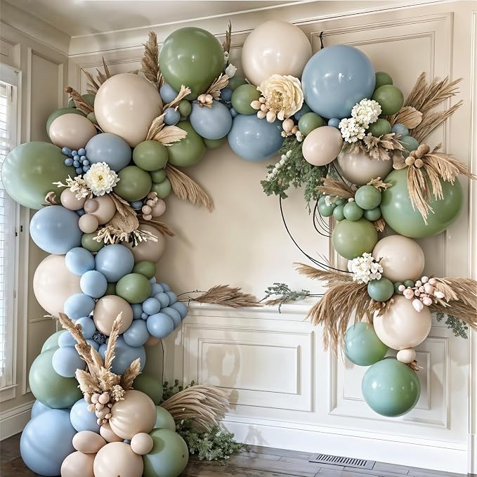Blue and Green Balloons, Goose Balloon Sage Avocado Green Dusty Slate Fog Blue - Image 2