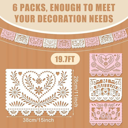 TaoBary 6 Pcs Papel Picado Mexican Wedding Cielito Lindo Party Decor 118 Feet - Image 2