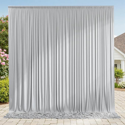 10ftx8ft Wrinkle Free Silver Backdrop Curtain by ENJOYYOURPARTY