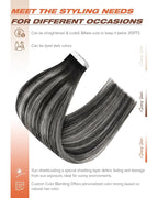 Sunny Hair Tape in Hair Extensions Human Hair Black Balayage Silver Hair Extensions Real Human Hair Tape ins 24 inch Tape in Extensions 20Pcs 50G