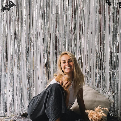 20 Pack Silver Foil Curtain Backdrop 3.2ft x 8.2ft Foil Fringe Backdrop Curtain - Image 7