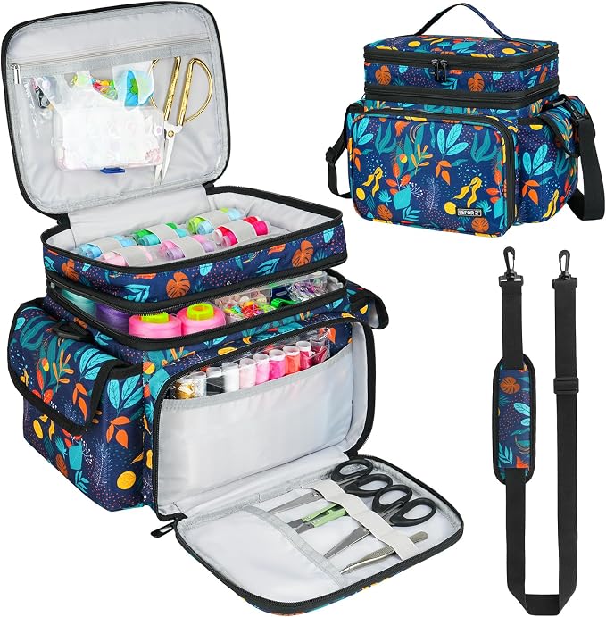 LEFOR·Z Small Sewing Supplies Organizer Bag, Sewing Box | Double-Layer Sewing by LEFOR%C2%B7Z