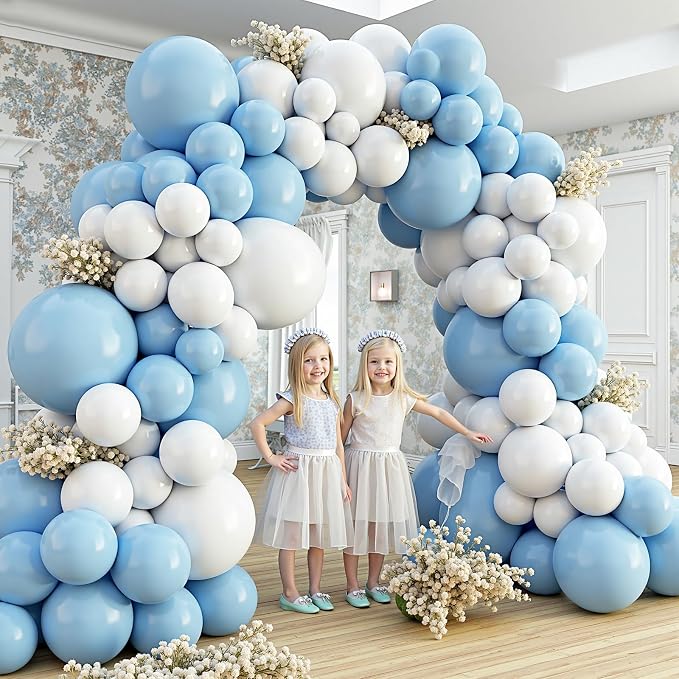412Pcs Blue and White Balloon Arch Kit, 18 12 10 5 Inch Different Size Light - Image 5
