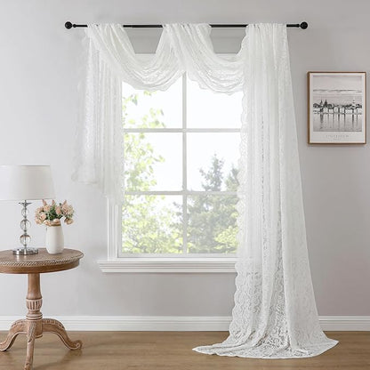 Bujasso White Lace Curtain 216 inches Long by Bujasso