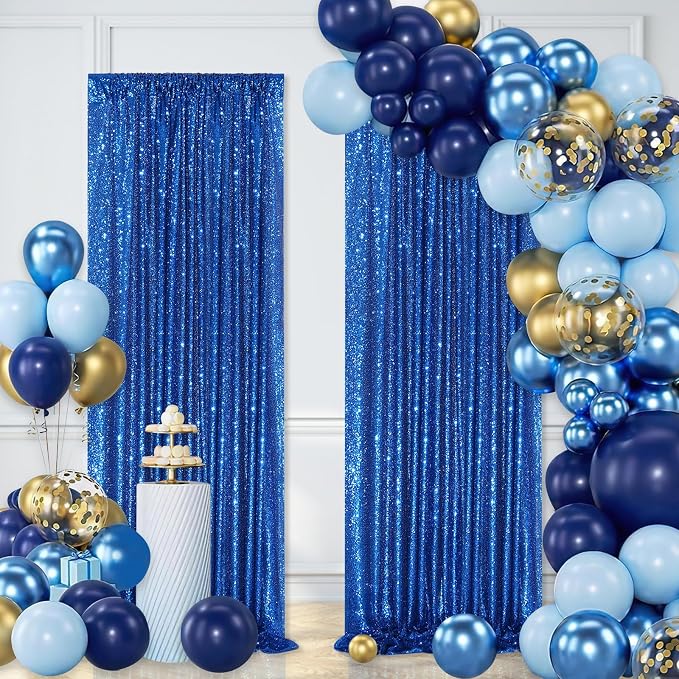 Royal Blue Sequin Backdrop Curtain Panels - Image 6