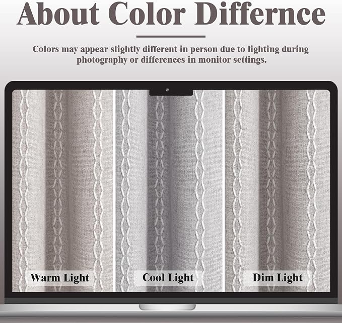 Grey 100% Boho Blackout Curtains 84 Inch 2 Panels - Image 5