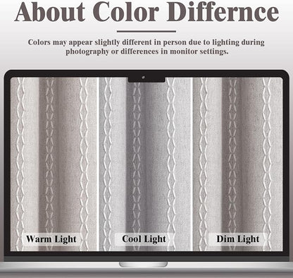 Grey 100% Boho Blackout Curtains 84 Inch 2 Panels - Image 5