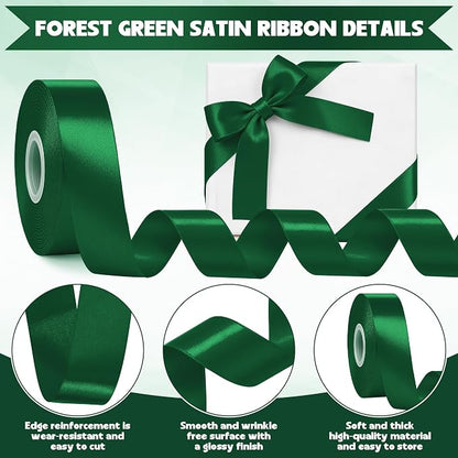 30Yards 1In Forest Green Satin Ribbon - Image 3