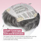 REECHO Hair Topper, Short Wiglet Hair Topper for Women with Thinning Large Coverage Synthetic Top Crown Hairpiece for Women - Steel Gray