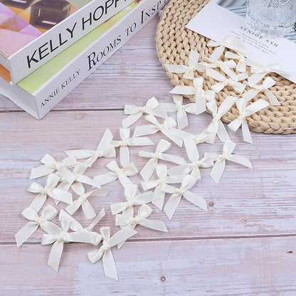 Ivory Mini Bows 1.57" 100PCS Small Satin Ribbon Bows - Image 5