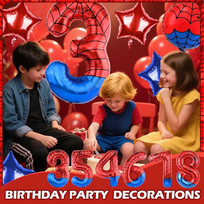 40 Inch Spider Theme Number Balloon, Number Block Foil Number 3 Balloons Large - Image 5