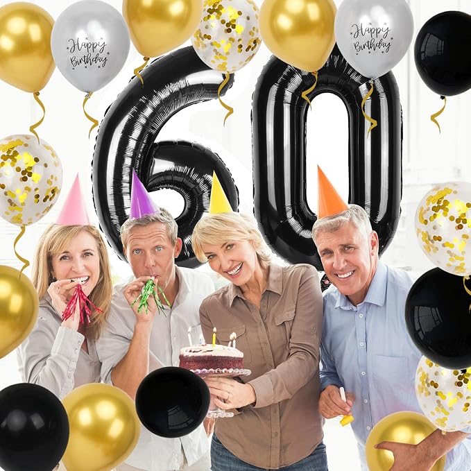 60th Birthday Decorations for Men Women, 40 inch 60 Balloon Numbers - Image 5