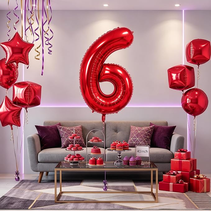 Number Balloons Red Party Balloon - Image 7