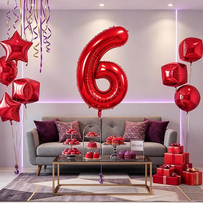 Number Balloons Red Party Balloon - Image 7
