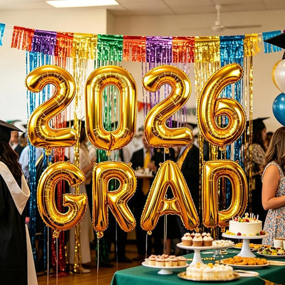 32 Inch Graduation Balloons, Large Foil Mylar 2026 Number and GRAD Letter - Image 3
