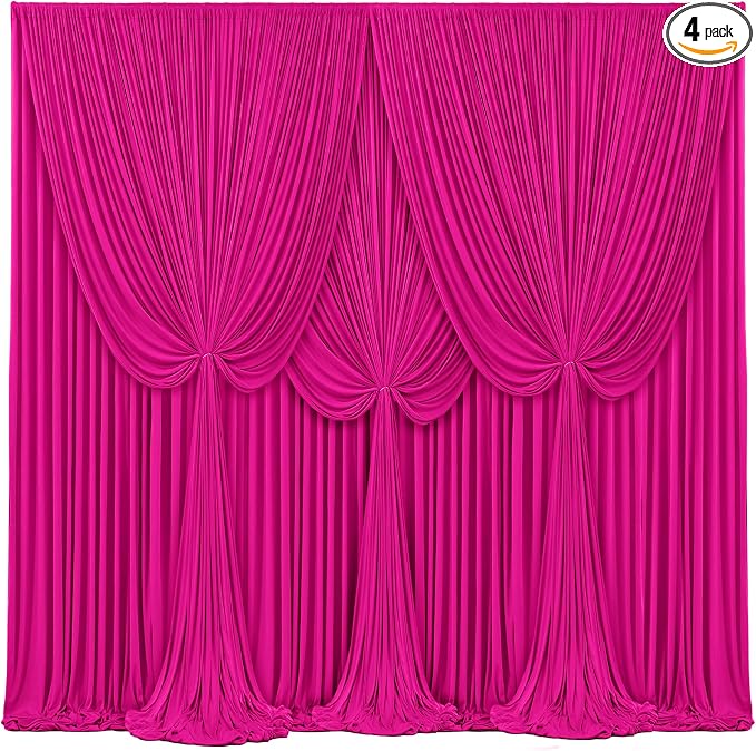 4 Panels Hot Pink Backdrop Curtains by Tao-GePartyDecorations