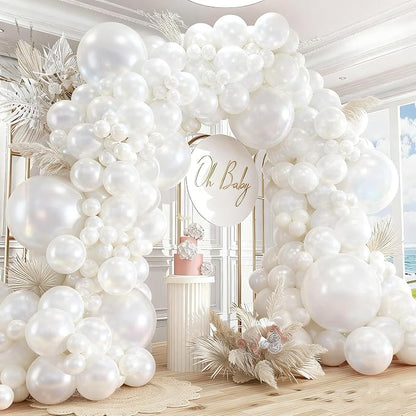 412pcs Pearl White Balloons Different Sizes 18 12 10 5 Inch by PAXILE