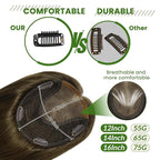 HAIR Real Human Hair Toppers for Women 150 Density 6x7inch Hand-Tied 65 grams 14 inch Hair medium dark brown for Women with Thinning Crown (#4 14inch)